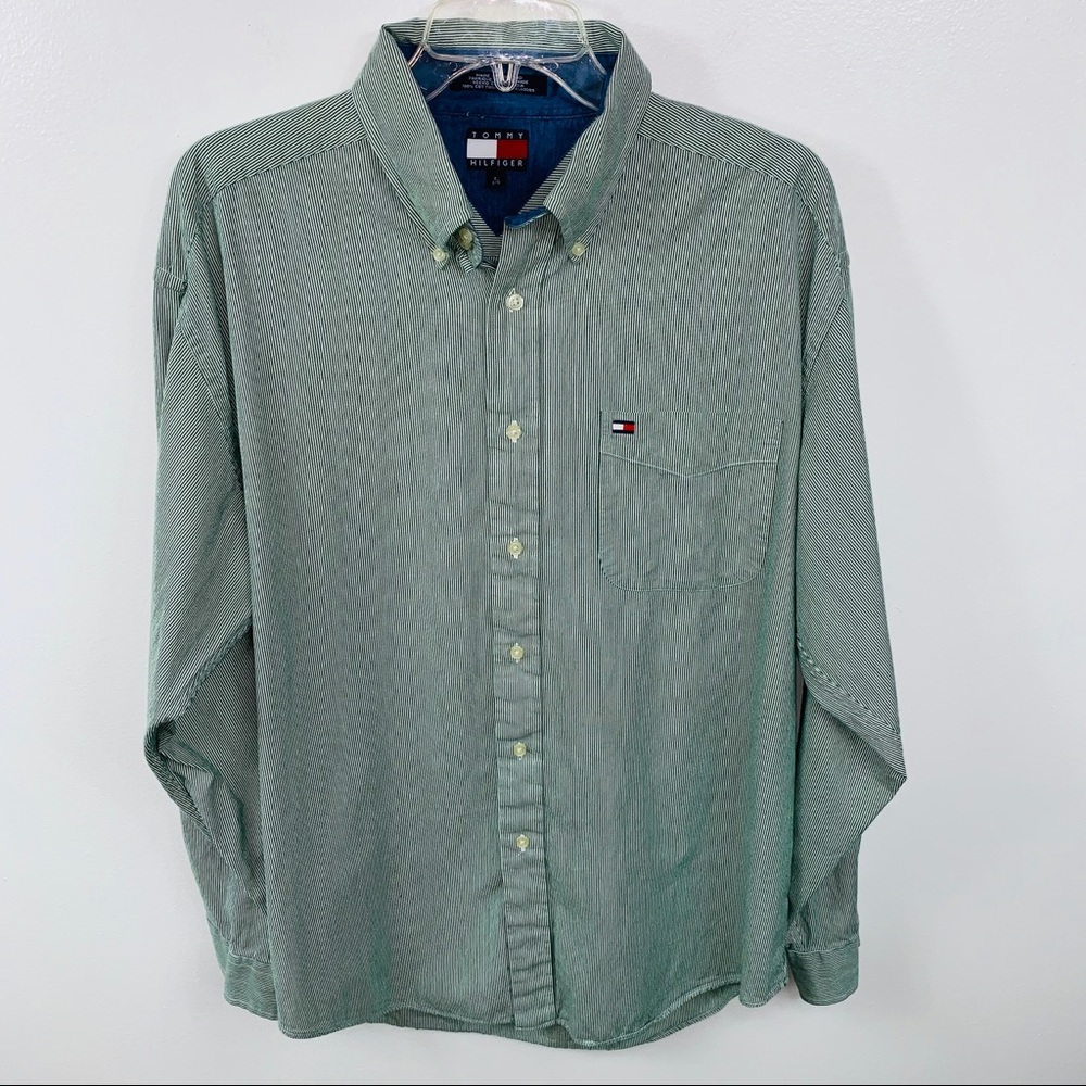 Mens Tommy Hilfiger Green Button Down Shirt
